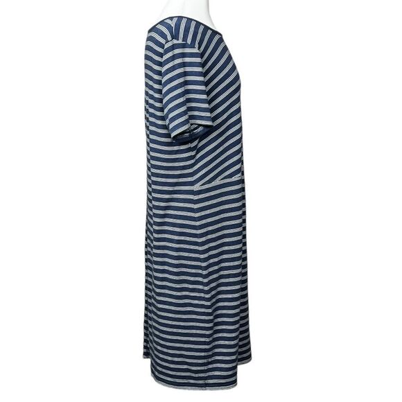 T by Talbots Dropped Knotted Waist Striped Athleisure T-Shirt Shift Dress - Picture 3 of 6